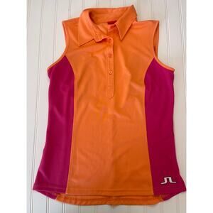 J Lindeberg Sleeveless Golf Tennis Polo Top Orange Pink Size Womens Large